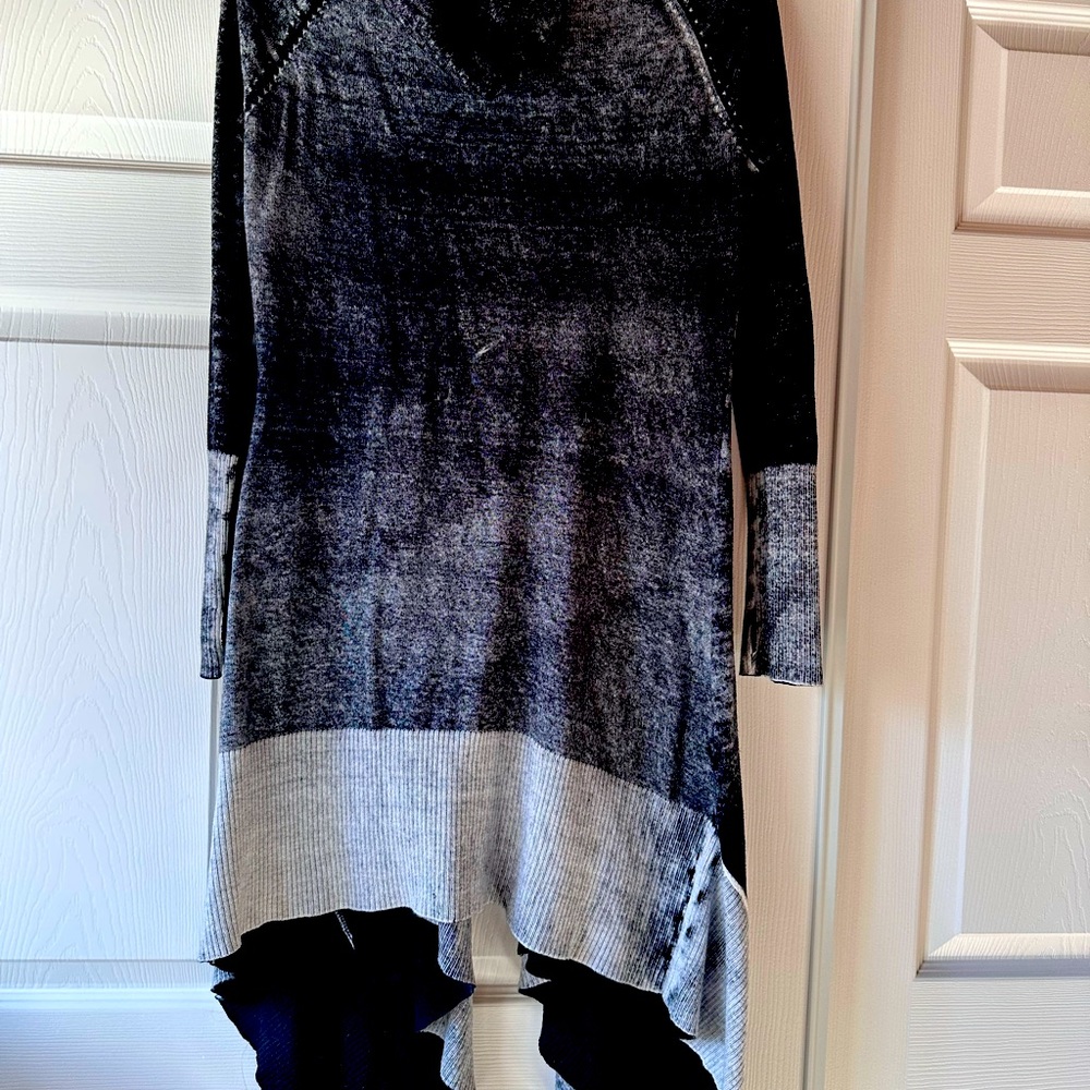 Blanc Noir Asymmetric Hooded Cardigan